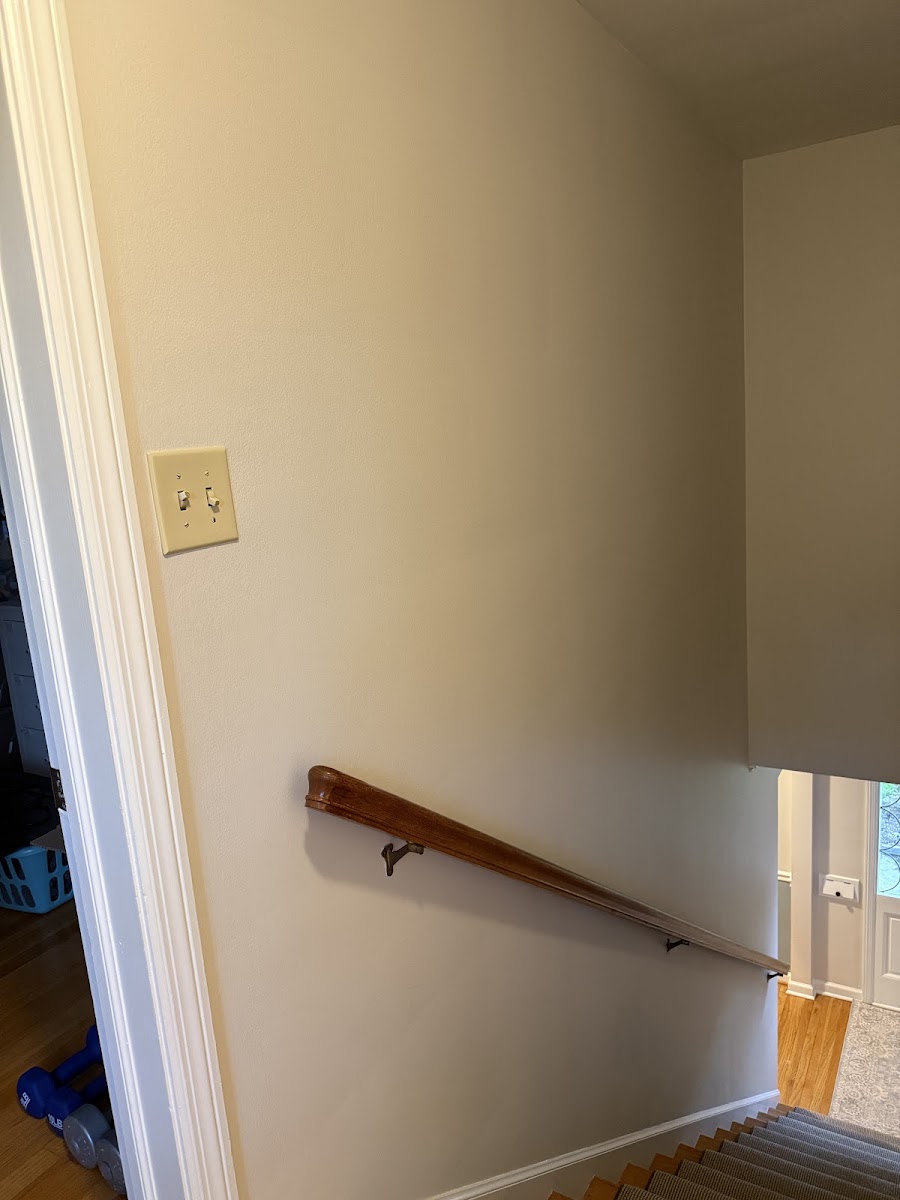 Freshly painted stairwell wall